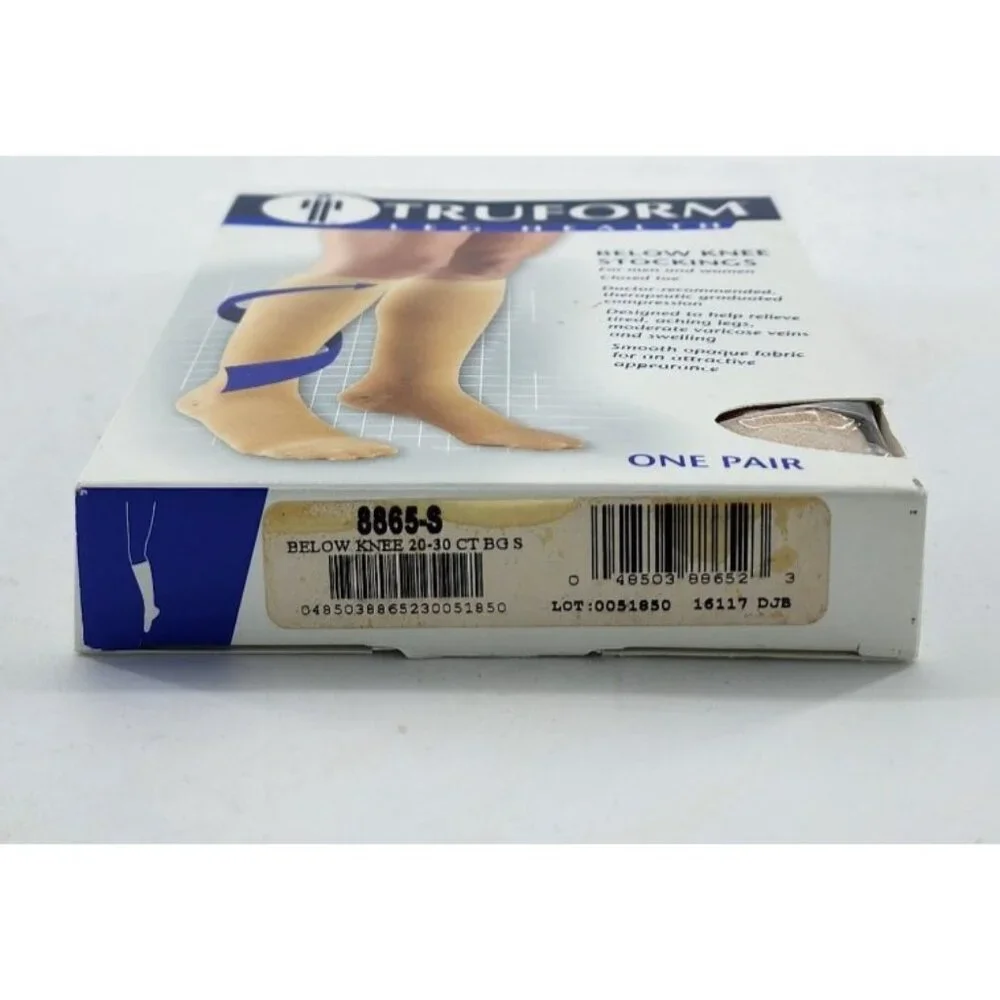 Truform‎ Below Knee Compression Stockings 20-30 Firm #8865-S Unisex Beige Size S